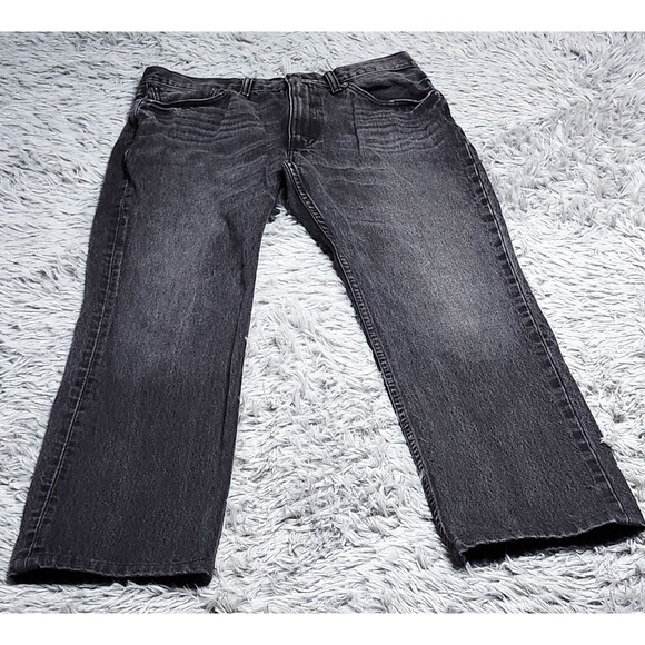 Levis 501 Mens Jeans Size 34x28 Regular Straight Fit Leg Denim Black Hemmed - Picture 1 of 16